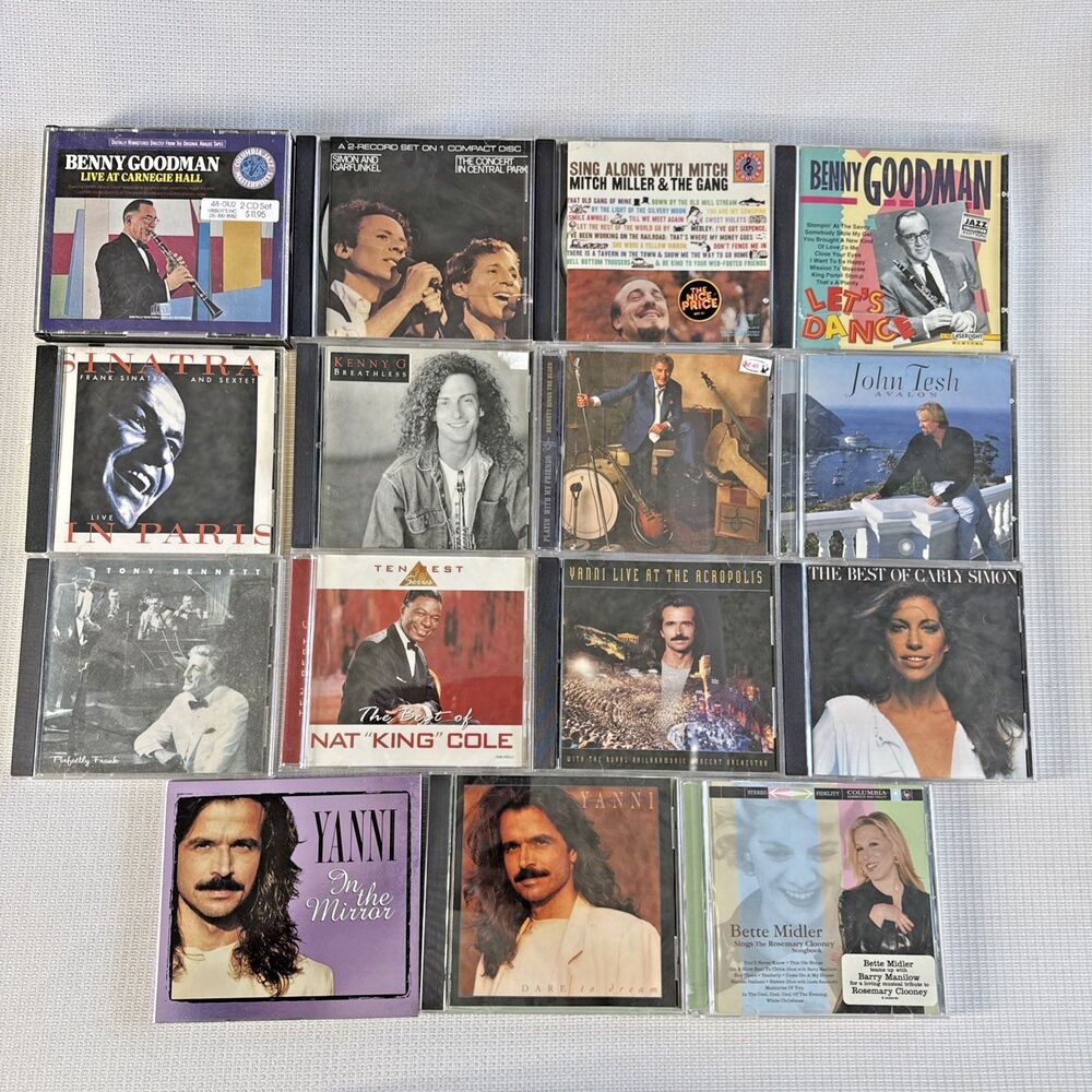 Lot of 15+ Vintage Music CDs. May include Yanni, Oldies, Folk, Jazz, etc.